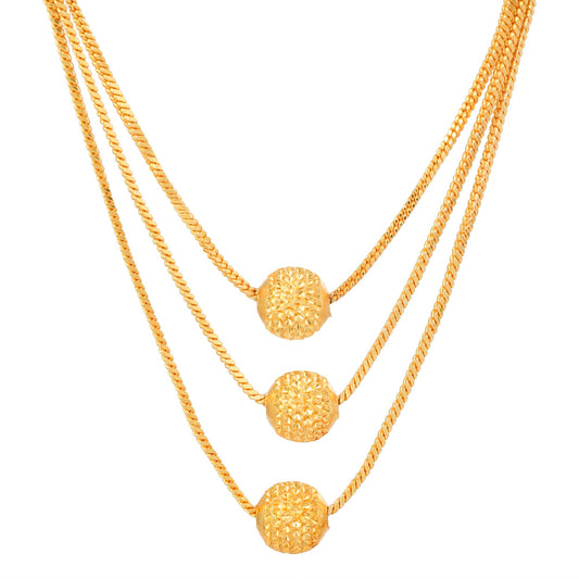Goldplated Three carved Balls trendyTraditional Mangalsutra Women