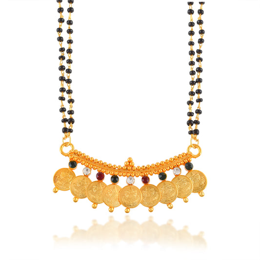Brass Micron Gold 1 Gram jewellery 9 coin Lakshmi ginni spiritual Mangaslutra (MSSV1115)