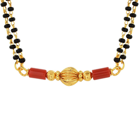 Gold plated Single carved Ball (Naivedya) Ethnic Mangalsutra Women