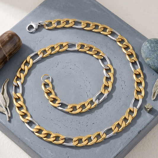 Premium Brass Chain Necklace – Dual Tone Gold & Silver Plated (NKCG4392)