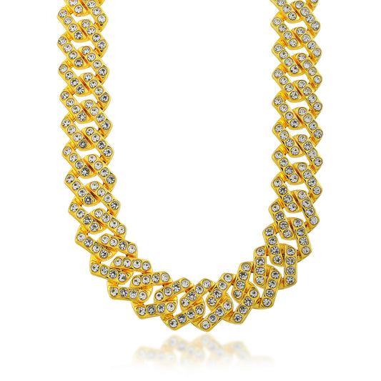 Brass 24KT Micron Gold plated Men’s Heavy Brass Cuban Link Necklace (NKKL7802)