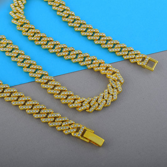 Brass 24KT Micron Gold plated Men’s Heavy Brass Cuban Link Necklace (NKKL7802)