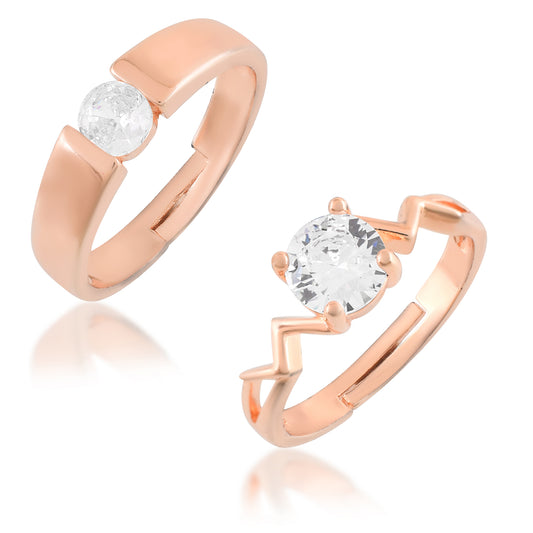Brass Rose Gold plated Couple ring set for him and her (ORDM3792)