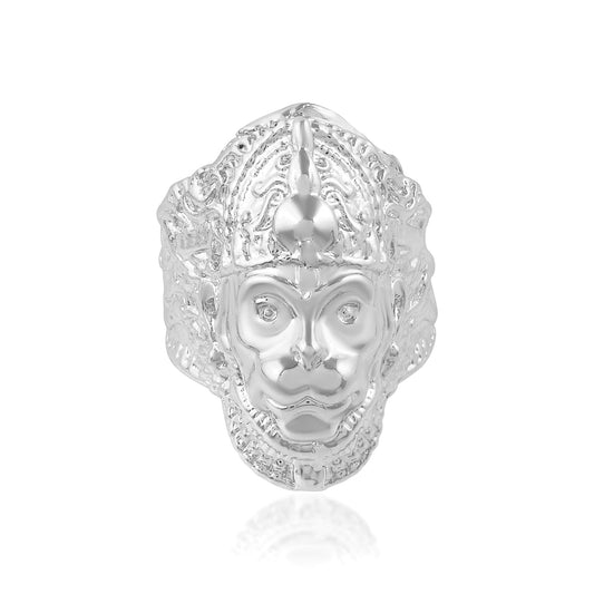 Brass Silver plated Hanuman Balaji BajrangBali solid finger ring (ORDM3817)