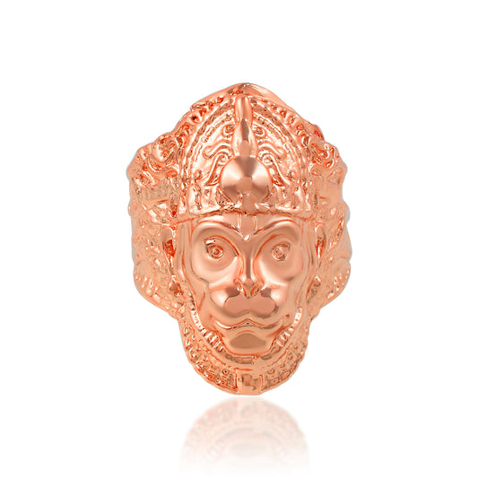 Pure Copper Bold Rudra Hanuman Balaji finger ring (BLDM3818)