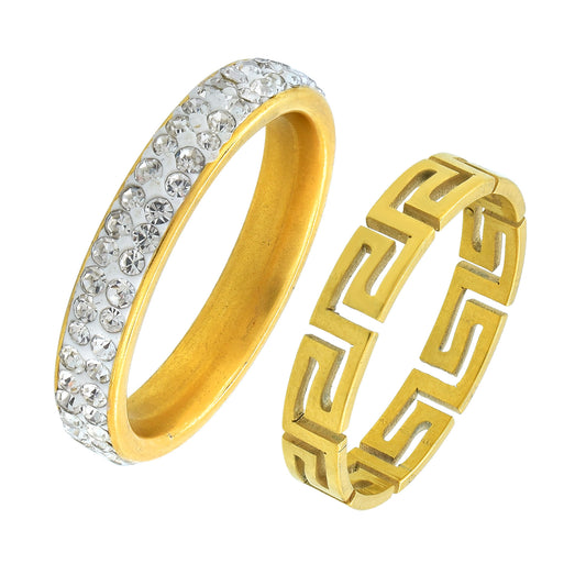 Micron Gold plated Imitation Diamond stackable finger ring women (ORJK2963)