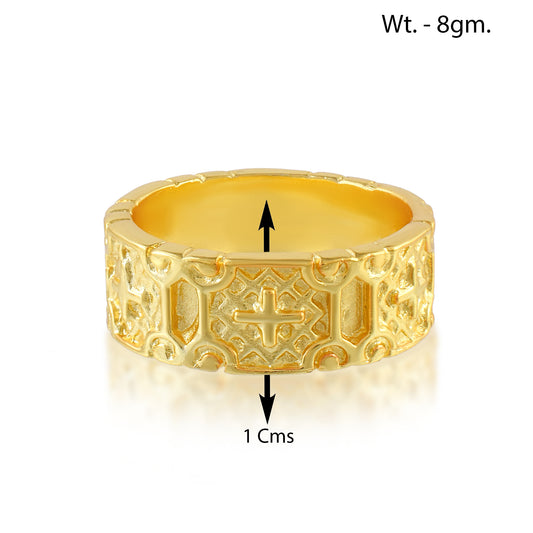Brass Micron Gold plated Christian crucifix Cross Ring Hand-Engraved Catholic (ORJK4313)