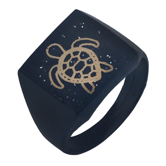 Black Brass Golden Kachua Vastu fingerring Men(ORKL7573)