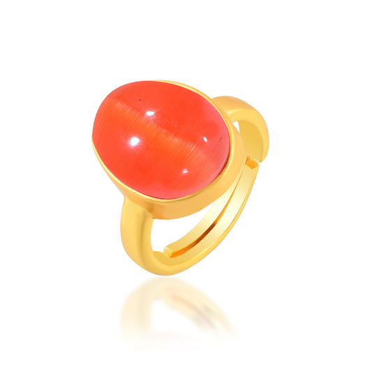 Red Cats Eye LAL LEHSUNIYA finger ring for Ketu Protection (ORMG3440)