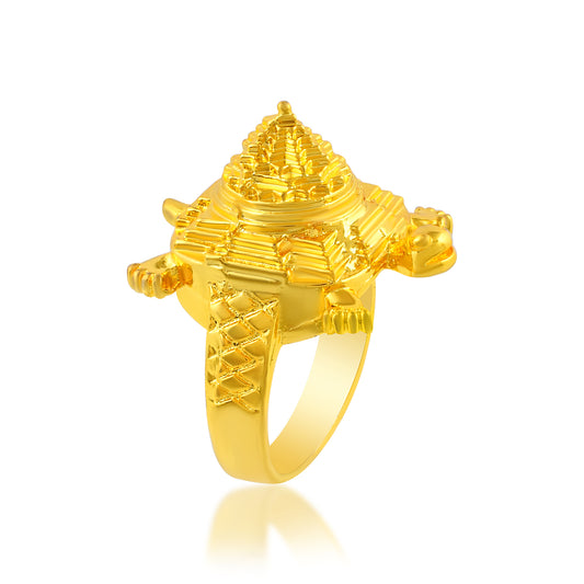 Goldplated Tortoise Kachua Shree Yantra 3D finger ring (ORMI5710)