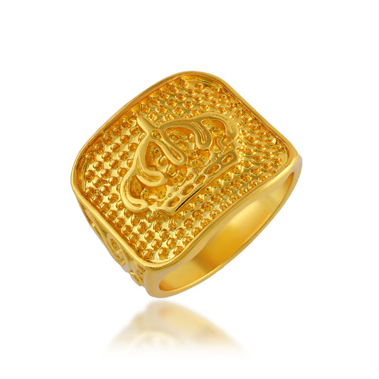 Brass Micron 1 Gram Gold stylish Crown shaped Finger ring (ORMI5787)