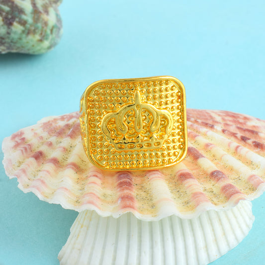 Brass Micron 1 Gram Gold stylish Crown shaped Finger ring (ORMI5787)