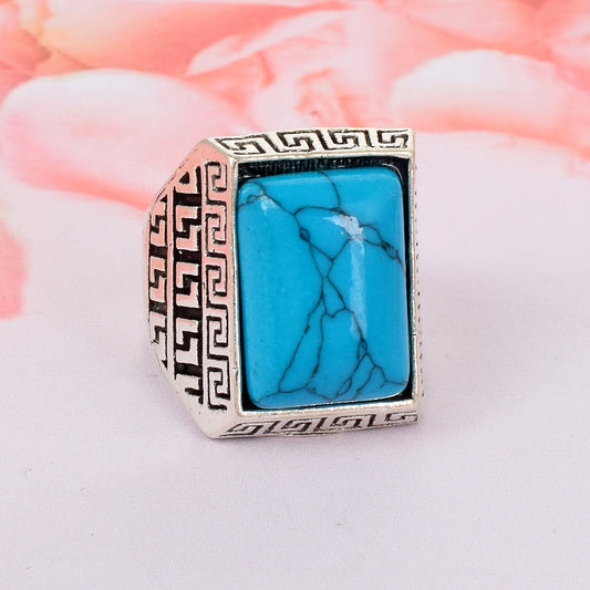 Natural Firoza Finger ring Men (ORNI8188)