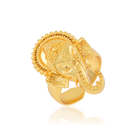 Brass Micron Gold Handmade Ganesh finger ring (OROM4505)