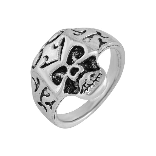 Silver plated Antique finish, flat head Brainskull design, Fashion ring