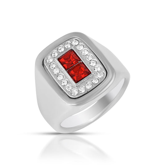 Silverplated Burma Ruby Men Finger ring (ORRI5406)