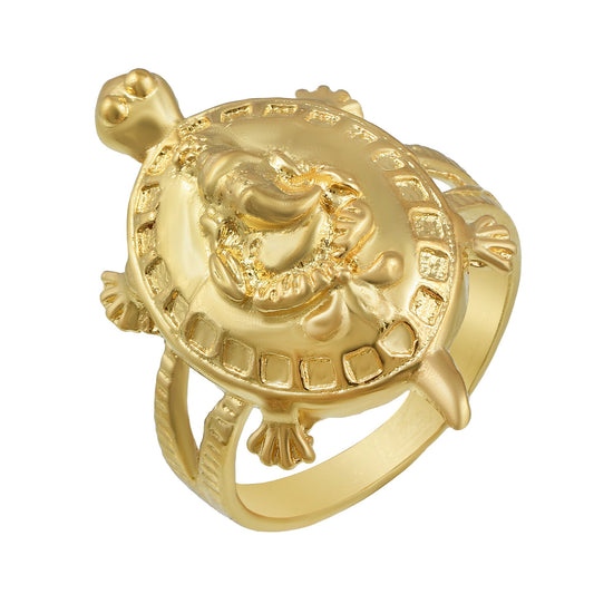 Micron Goldplated Kachua Ganesh Finger Ring for Men (ORRM6376)