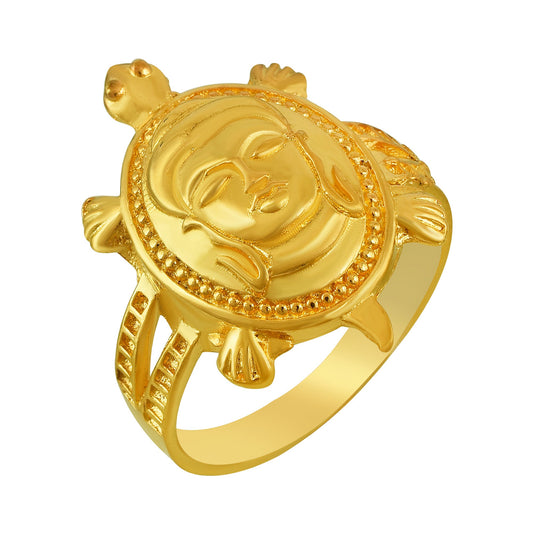 Gold plated Vastu Fengshui Budha head on Tortoise finger ring