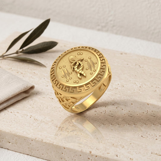 Brass Micron Gold Plated Lord Krishna Motif Statement Ring (ORSV1023)