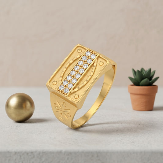 Micron Gold Plated lab grown Imitation Diamond Finger Ring (ORSV1026)