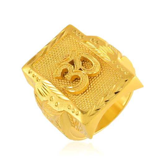 Brass 1 Micron 24KT Gold plated OM ring for Men (ORSV1075)