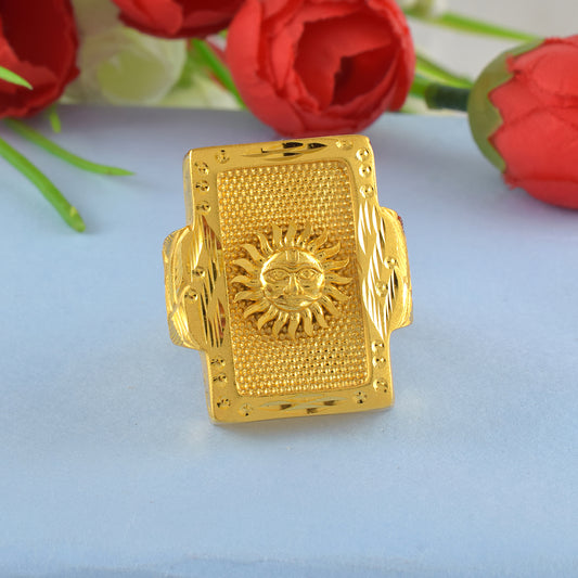 Brass 24KT Micron 1 Gram Gold Sun Finger ring Men (ORSV1076)