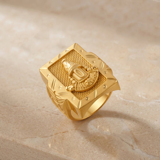 Brass 22KT Micron Gold Plated Tirumala Tirupati Balaji Signet Ring (ORSV1346)