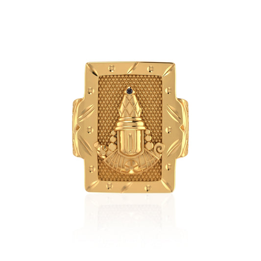 Brass 22KT Micron Gold Plated Tirumala Tirupati Balaji Signet Ring (ORSV1346)