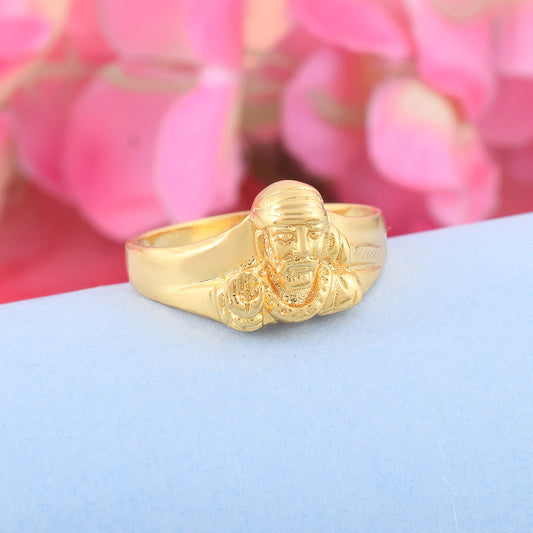 Brass 24KT Micron Gold Heavy Shirdi Sai Baba finger ring (ORSV1699)