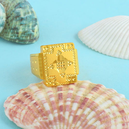 Brass 24KT Micro 1 Gram Gold forming Square Signet Ring (ORSV1735)