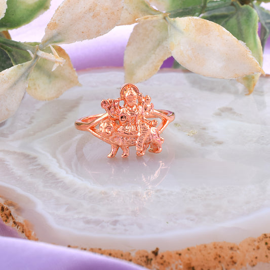 Pure Copper Sherawali Ma Durga finger ring (ORUP4547)