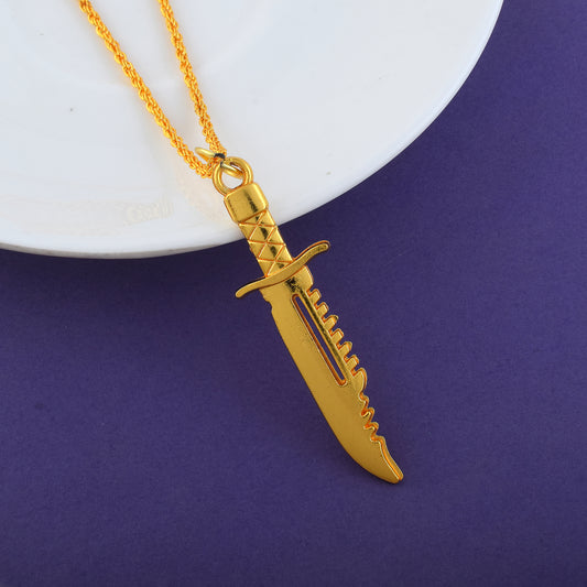 Micron Gold Plated miniature sword dagger Pendant with Chain (PCAJ3242)