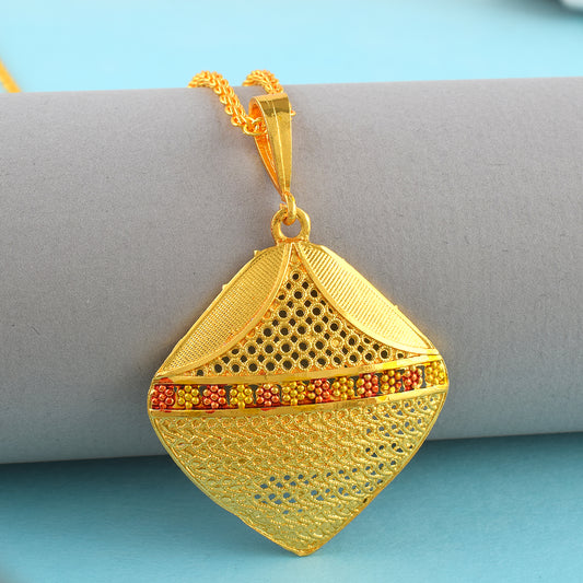 Brass 24KT Micron 1 Gram Gold Kite Shape Pendant with Meenakari (PCCG4372)