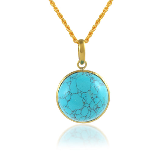 Brass Micron Gold Original Firoza (Turquoise) pendant (PCDM3752)