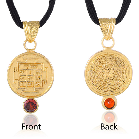 Brass Gold RAHU grah dosh Suraksha Kawach pendant with Gomed stone (PCDM3834)