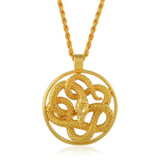 Brass 24KT Micron Gold coiled Cobra Snake Pendant (PCGS5983)
