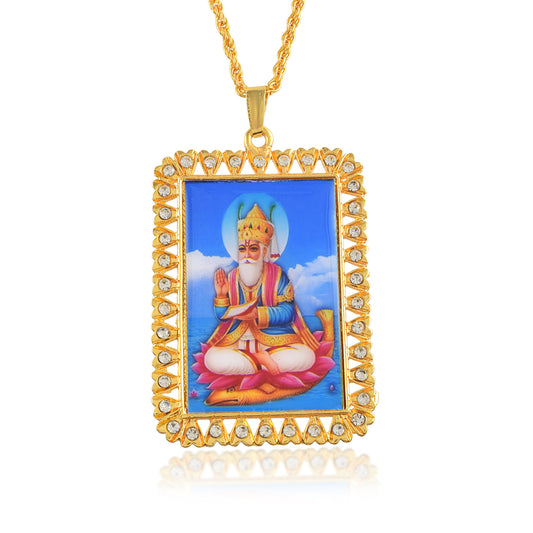 Brass Gold plated Imitation Diamond JHULELAL pendant (PCKL1083)