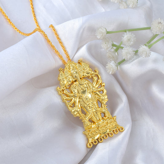 Brass 24KT Micron Gold Panchmukhi Ganesh Pendant (PCKL1130)