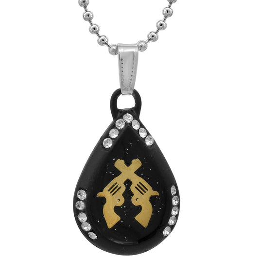 Ceramic Gold engaved Gun Fashion chain pendant for Men (PCKL7566)