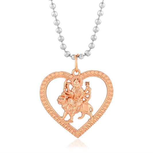 Pure Copper Sherawali Vaishno Kaali Ma in Heart Durga chain pendant