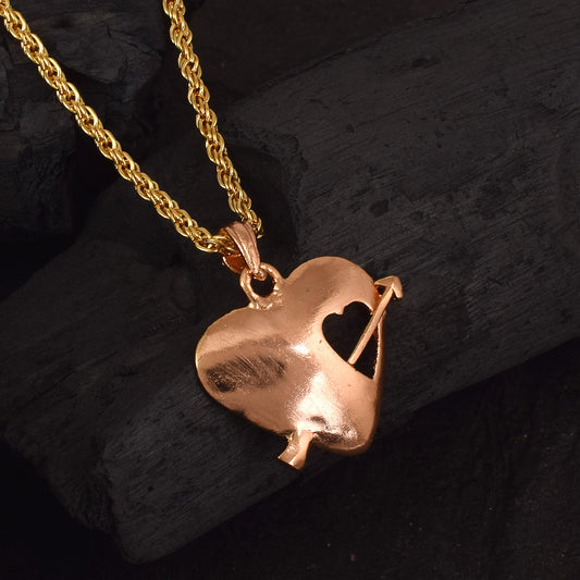 Brass Rose Goldplated Cupid Heartshape Fashion Pendant (PCOM4462)