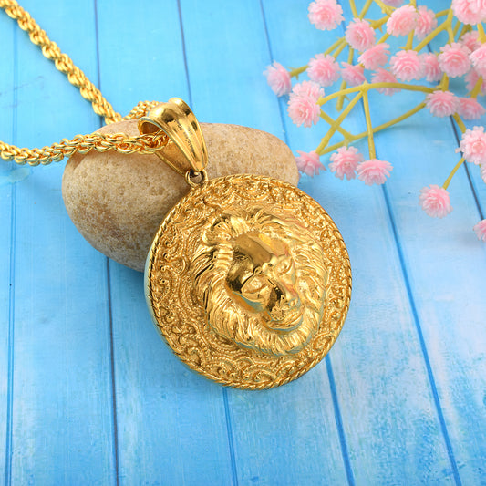 Brass 24KT Micron Gold Big Lion Head pendant (PCRX2901)