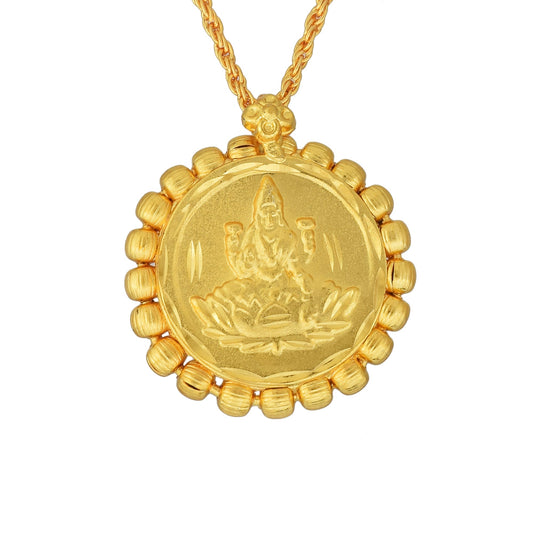 Gold Plated, Coin Shaped Laxmi pendant