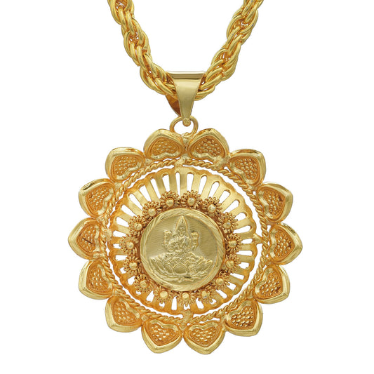 Gold plated Lakshmi on Lotus, Lakshmi chain pendant