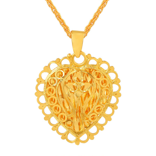 Brass Gold plated Handcrafted Jaili Work Heartshape Fashion Pendant