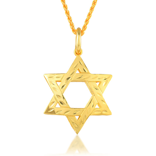 Brass Micron Gold plated- Star of David, Jewish Parsi pendant (PCSV1707)