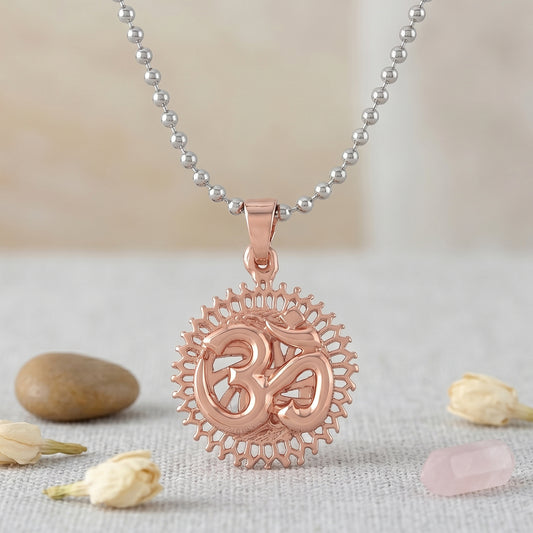 Pure Copper Hindu Om Pendant with Chain for Men & Women (PCUP4556)
