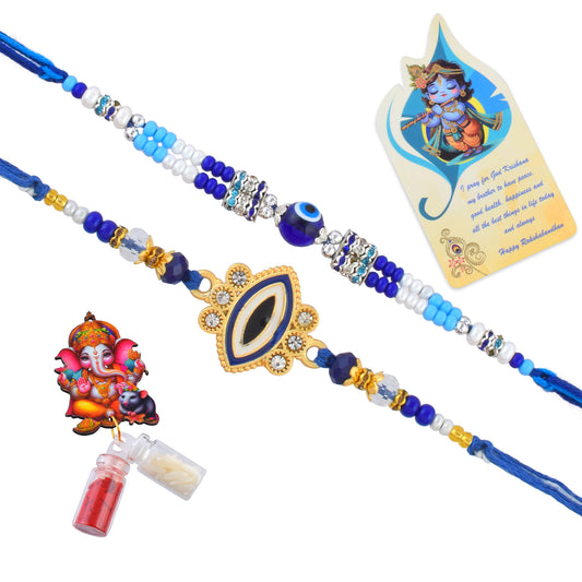 Designer Evil Eye Mauli Kaleva Bracelet combo set for Bhai dooj/ Rakhi (RKSC0071)