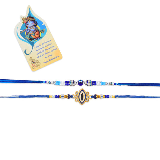 Designer Evil Eye Mauli Kaleva Bracelet combo set for Bhai dooj/ Rakhi (RKSC0071)