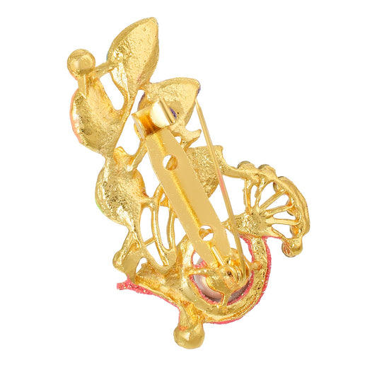 Brass Goldplated Elegant Peacock design Zari Finish Sareepin Dupatta pin Brooch